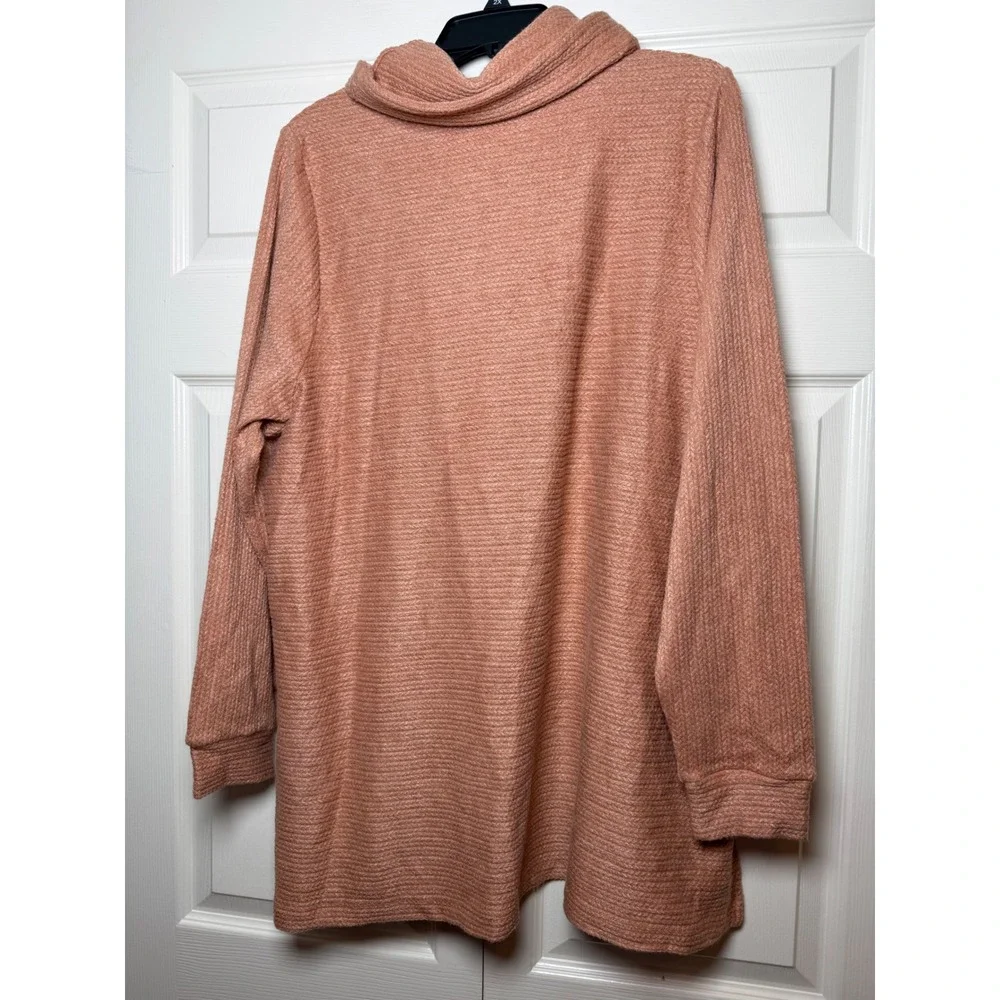 Lane Bryant Cowl Neck Tunic Sweater‎ Coral Ribbed Knit Plus Size 18/20